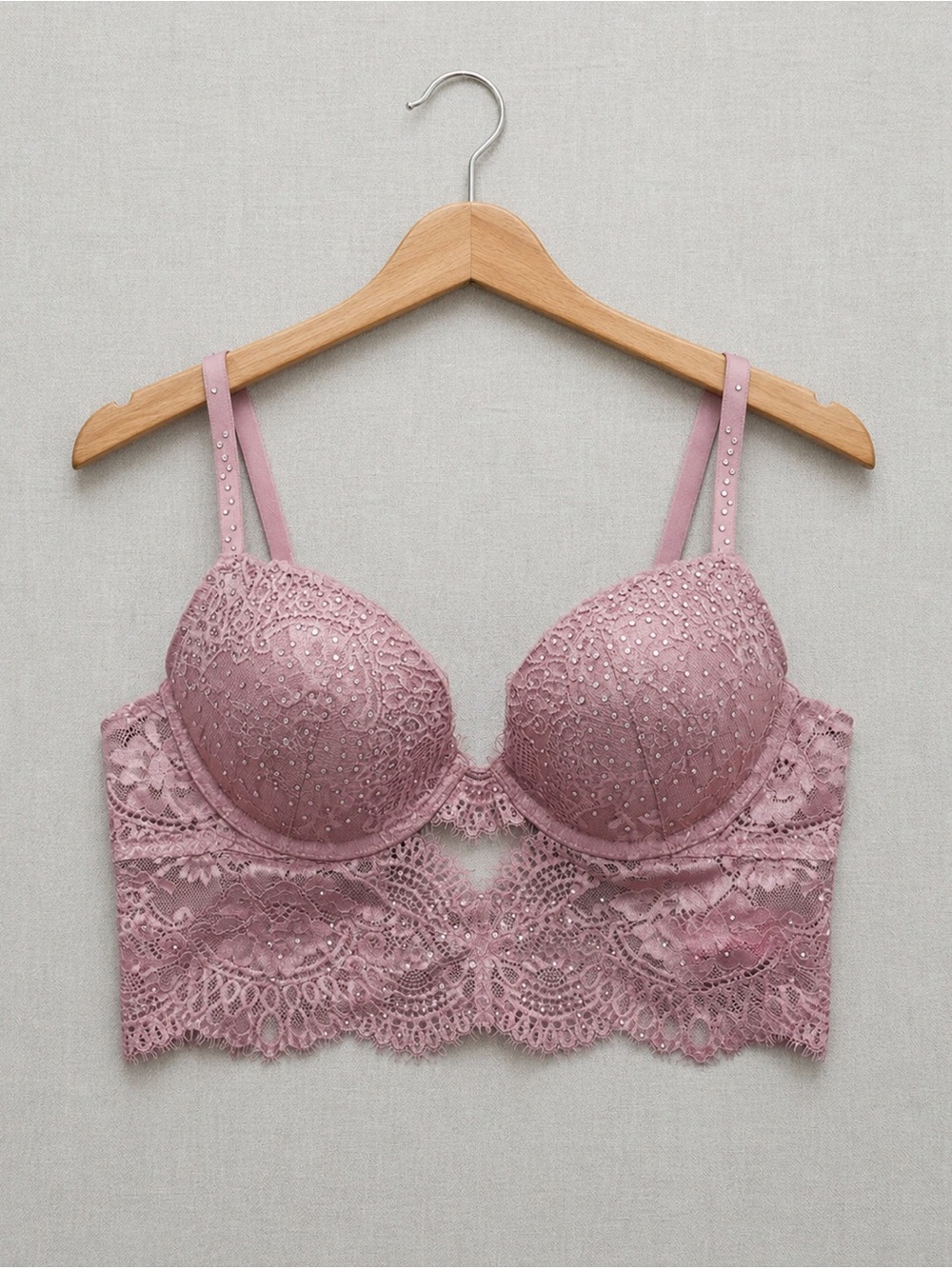 La SENZA Beyond Sexy Ultimate Plunge Dusty Rose Rhinestone Bra